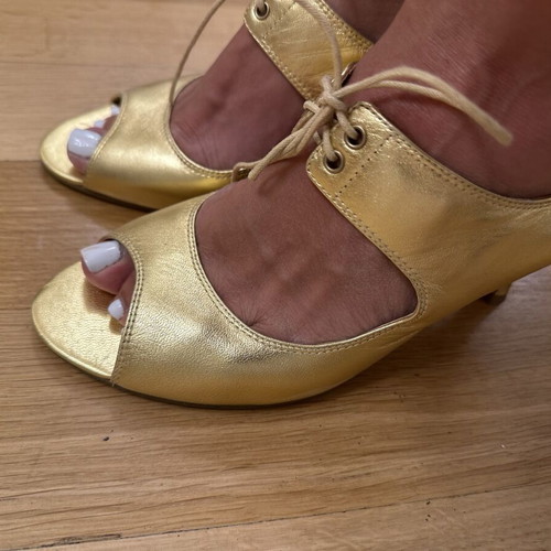 Nine West Women's Leather Gold Sandals