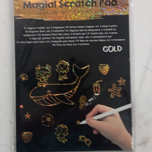 Magic Scratch Pad 40 black pages with 2 pencils 21x14.5cm new