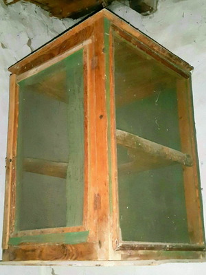 Vintage food preservation cabinet used with shelves
