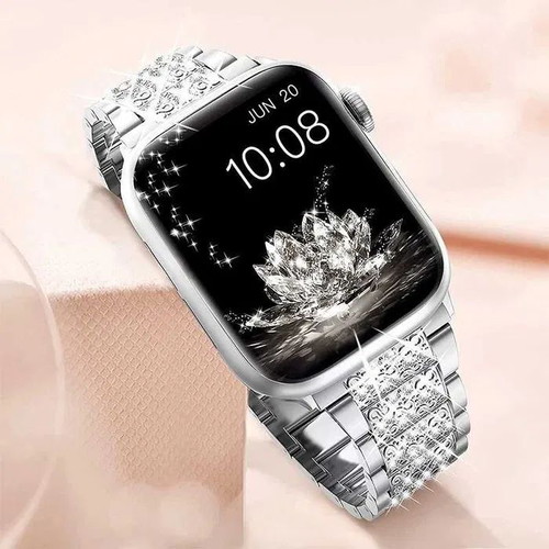 Metal Watch Bands with Crystals for Apple Watch Ultra/SE/11/10/9/8/7/6/5