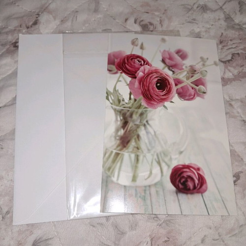 Peonies postcard new with envelope