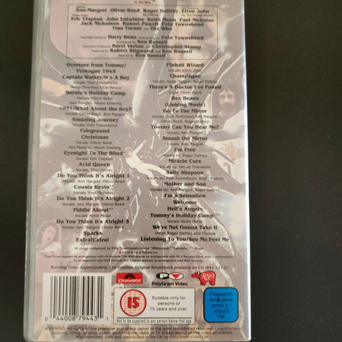 Tommy The Movie VHS tape like new, rock genre