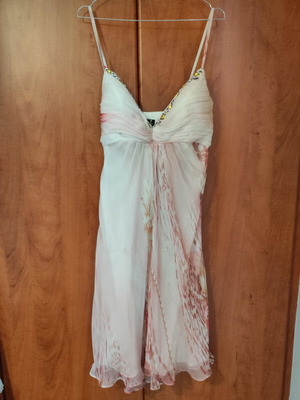 Avant Garde evening dress with bust and beads, new, white, XXL