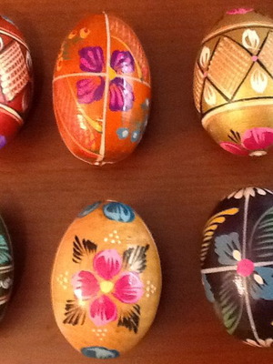 Πασχαλινά ξύλινα χειροποίητα ζωγραφισμένα αυγά σε καινούργια κατάσταση, σετ 6