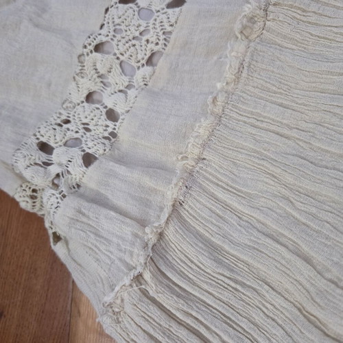 Vintage style bohemian tiered maxi skirt cream size small repair project