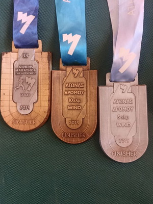 Collectible Full Set of 3 Athens Authentic Marathon Medals 2015, like new