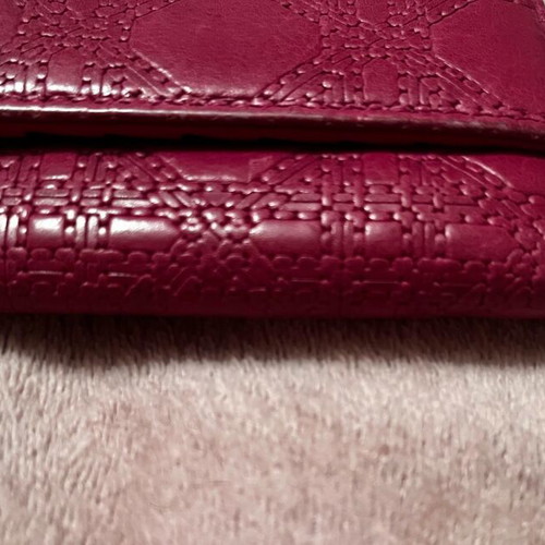 Christian Dior purple leather wallet with gold D I O R logo like new