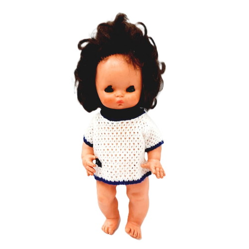 Vintage rubber baby doll 60s with open/close eyes and original shirt