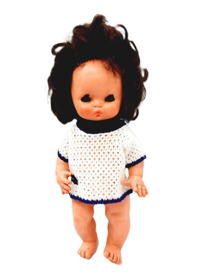 Vintage rubber baby doll 60s with open/close eyes and original shirt