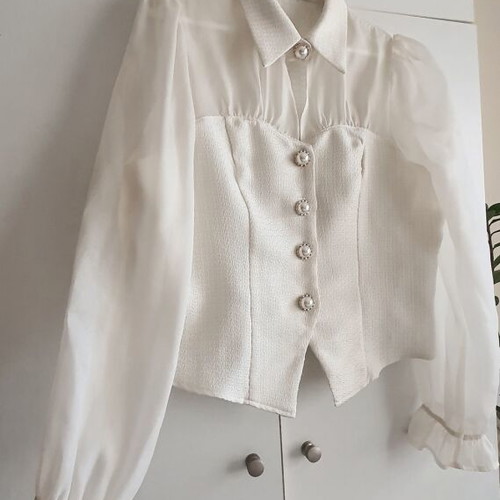 Blouse with buttons new, ecru, size L