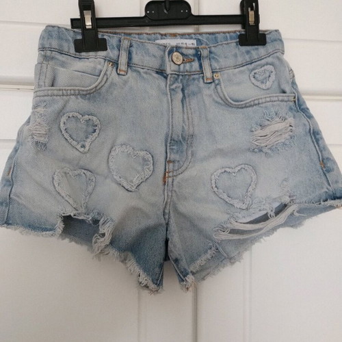 Zara Kids denim shorts with hearts like new, size 11-12 years