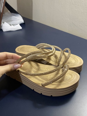 Summer slippers like new, size 38, beige and gold