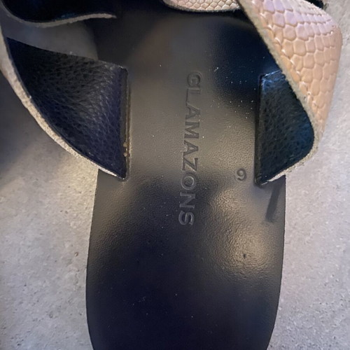Glamazons leather sandals beige snakeprint size 39