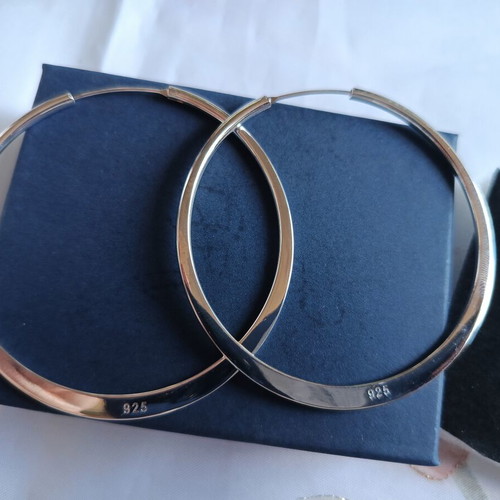 Silver 925 Large Hoop Earrings New