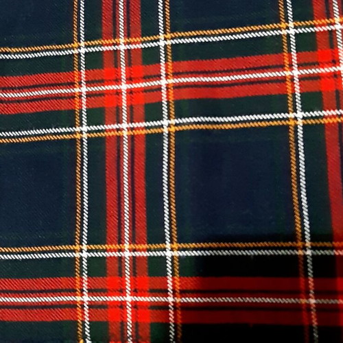 Children's plaid scarf with fringes, like new, blue red white