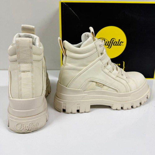 Bufallo Aspha NC Mid Laceup boots used, beige, size 38