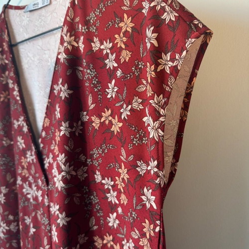 Mango autumn dress like new, loose floral brick color