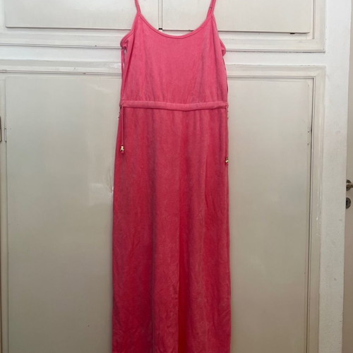 Juicy Couture terry long dress used, pink with waist cord
