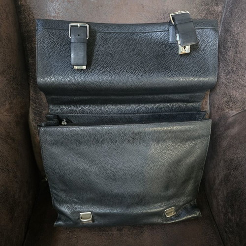 Lancel Paris leather briefcase used, black professional
