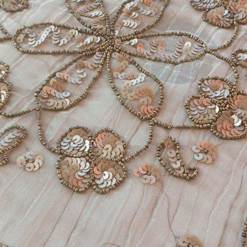 Indian Hand-Embroidered Table Cover 100x100 cm new, organza with gold embroidery