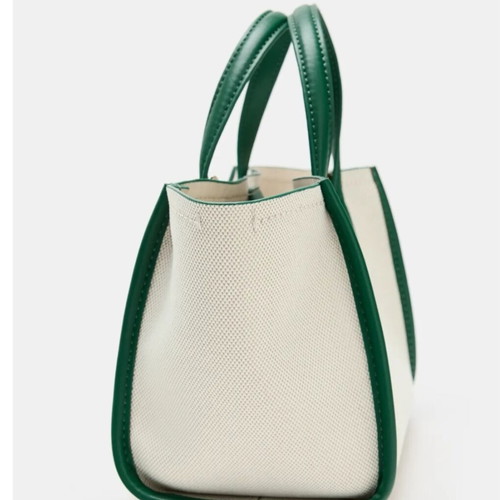 Zara New Mini Shopper Bag Shoulder Canvas and Leather