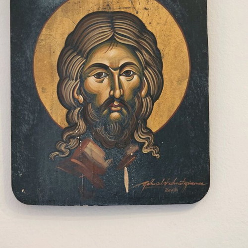 Wooden Icon Face of Christ in Like New Condition
