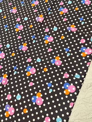 Polka Dot Fabric with Multicolor Details like New, 194x148 cm
