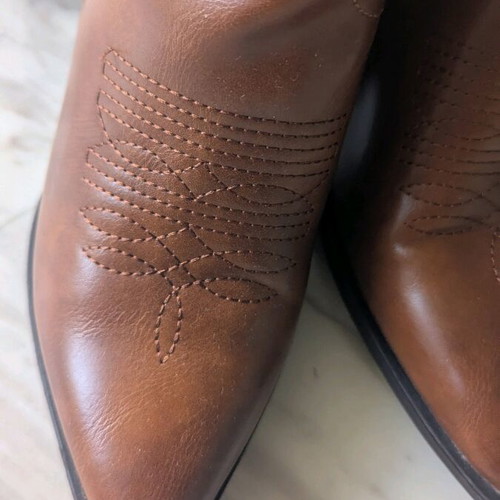 Cowboy boots like new, brown leather-look, high shaft