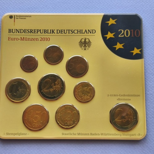 Official 2010 Germany Euro commemorative and circulating coin set