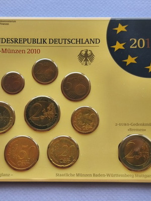Official 2010 Germany Euro commemorative and circulating coin set