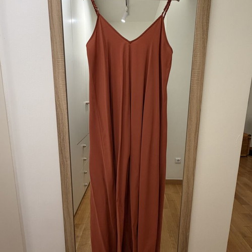 Zara loose dress with straps, ankle length, like new, terracotta color