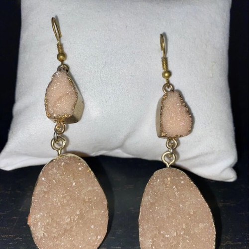 Earrings with pastel pink stone like amethyst, like new