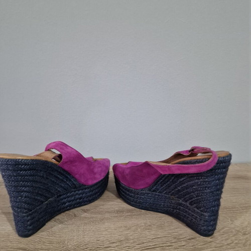 Gaimo purple leather and suede wedge espadrilles sandals size 38 like new
