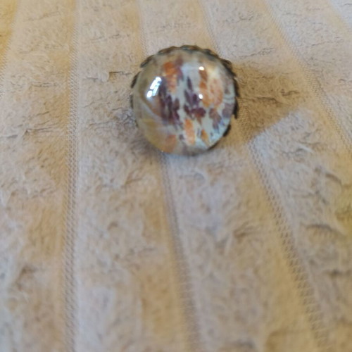 Metal adjustable ring with bronze flower design new