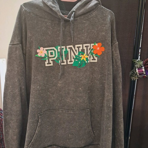 Victoria's Secret Pink Hoodie like new, grey acid-wash, oversized XXL