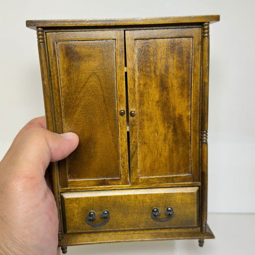 Wooden miniature wardrobe for dollhouse or decoration