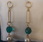 Handmade earrings new, white and green