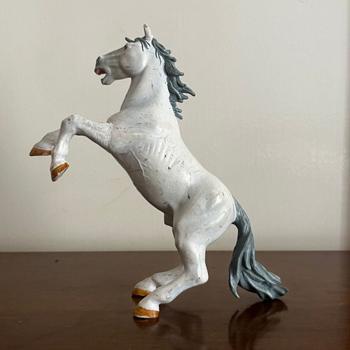 Papo Vintage Reared Up White Horse Figurine used