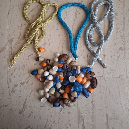 Craft Materials Set for Necklace Making with Silk Cocoon Beads, New