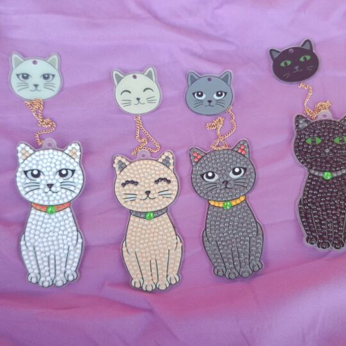 Cat Bookmark with Rhinestones Handmade