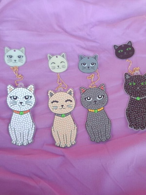 Cat Bookmark with Rhinestones Handmade