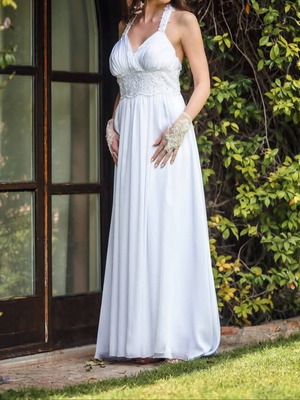 Handmade wedding dress new, ancient Greek design, muslin, size M