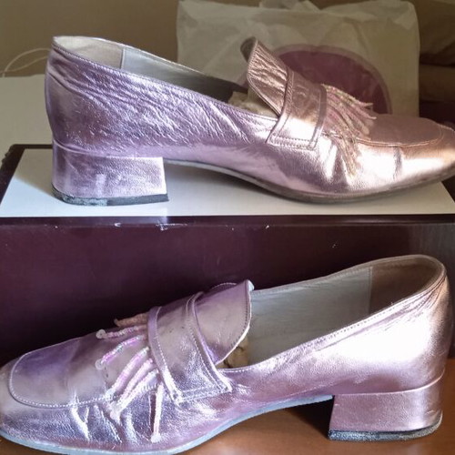 Tessera leather shoes size 37 used, pink metallic with beads