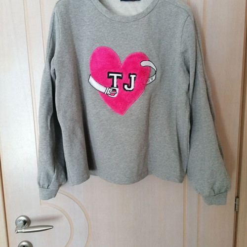 Trussardi jeans sweatshirt L grey like new cotton with puff sleeve