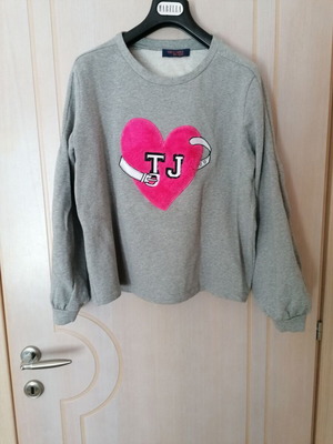 Trussardi jeans sweatshirt L grey like new cotton with puff sleeve