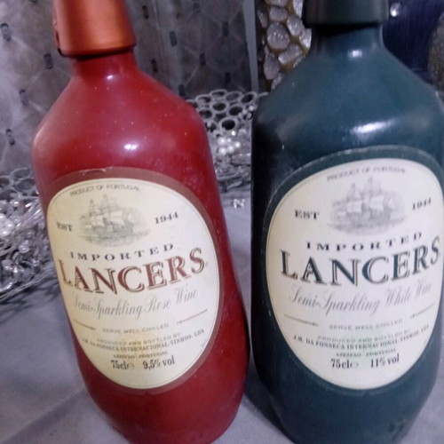 Lancers 2002 wine bottles new, semi sparkling white and rose
