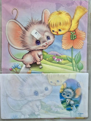 Aromatic letter writing set used, sealed with glue and envelopes