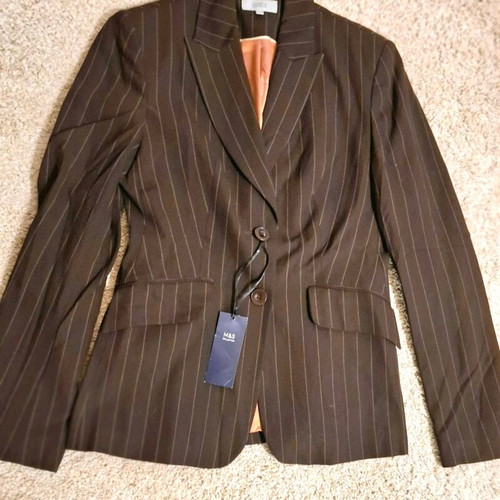 Marks & Spencer brown striped blazer sz10