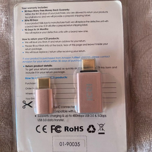 USB-C adapter new, USB 3.0 female to USB-C male and Micro USB 2.0 female to USB-C male