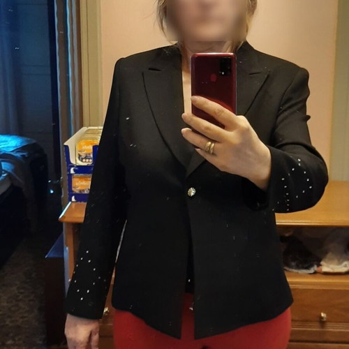 Arte Maxima jacket and blouse set in black polyester with rhinestones like new
